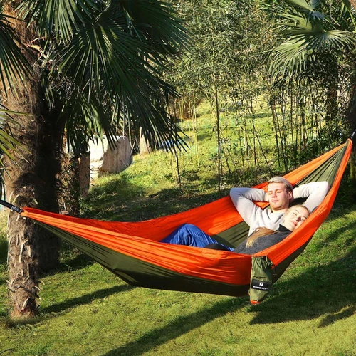 Alyvuogių žalia/oranžinė hamakas – minkštas ir kvėpuojantis