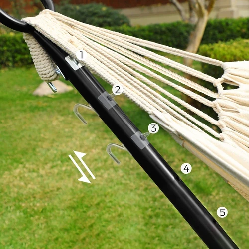 300 x 90 x 95 cm rėmas, 210 x 150 cm hamakas