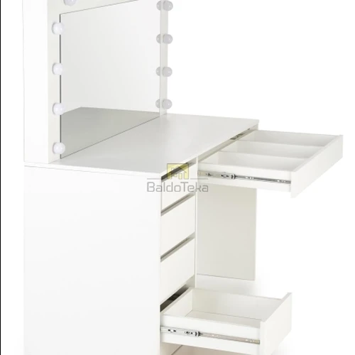 Balta matinė spinta su LED apšvietimu, 120 cm pločio