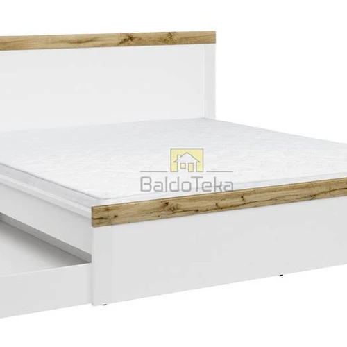 Moderni lova su reguliuojama aukštimi, balta matinė/ąžuolo Wotan