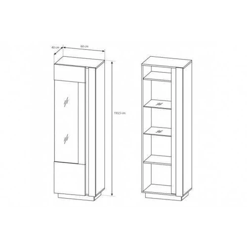 Aukštas 193,5 cm indaujas su grafito ir ąžuolo dekoro