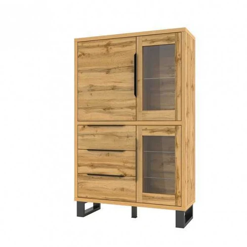 Moderni spinta su 3 stalčiais ir juodomis rankenomis