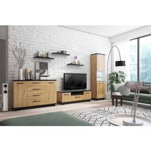 Stilinga spinta „Artisan“ ąžuolo ir juodos spalvos derinyje