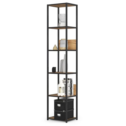 Industrinė lentyna LOFT, 6 lentynos, juodos spalvos, 40 × 192 × 32 cm - Lentynos