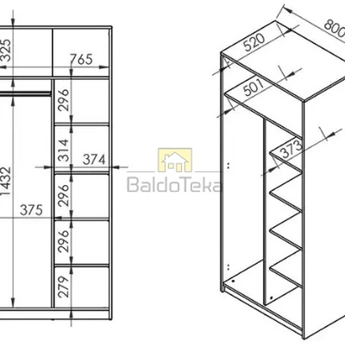 Aukštos kokybės LMDP spinta 80x199x52 cm