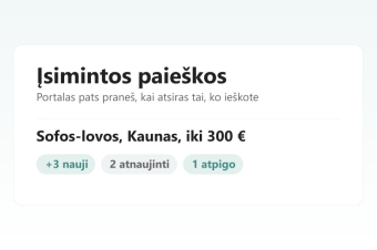 Įsimintos paieškos: portalas pats praneš, kai atsiras tai, ko ieškote