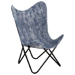 Išskleidžiama kėdė, indigo mėlynos spalvos, drobė
