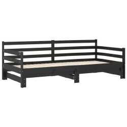 Ištraukiama lova, juoda, 2x(90x200)cm, pušies medienos masyvas/ - Lovos