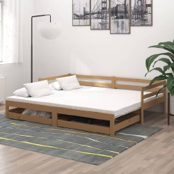 Ištraukiama lova, medaus ruda, 2x (90x200)cm, pušies masyvas
