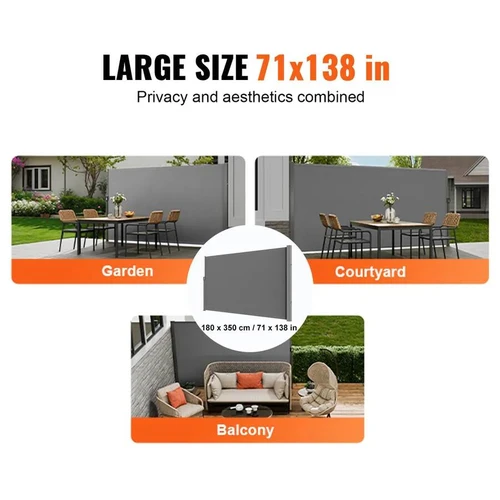 Ištraukiama šoninė markizė 180 g poliesterio, pilka, 71''x138'' - Lauko skėčiai