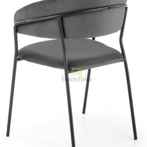 Stilinga pilka kėdė iš dažyto plieno ir veliūro