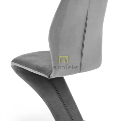 Moderni pilka kėdė su metaliniu karkasu ir minkštu veliūru