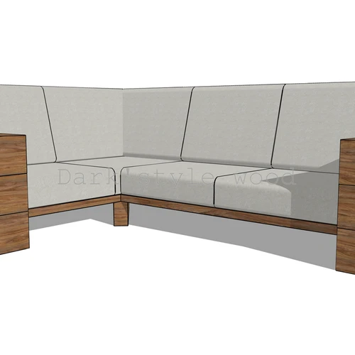 Kampinė lauko sofa 1.65m x 2.25m, deginta mediena ¦ TIMBER