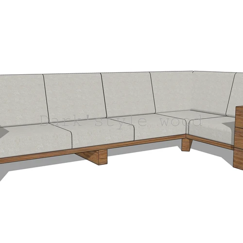 Lauko sofa su tvirtomis pagalvėmis