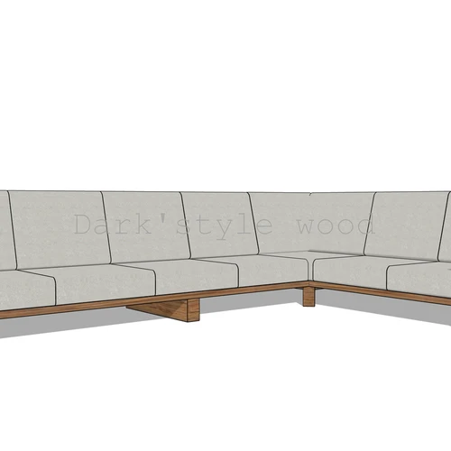 Kampinė lauko sofa 2.25m x 3.45m, deginta mediena ¦ TIMBER - Foteliai, sofos