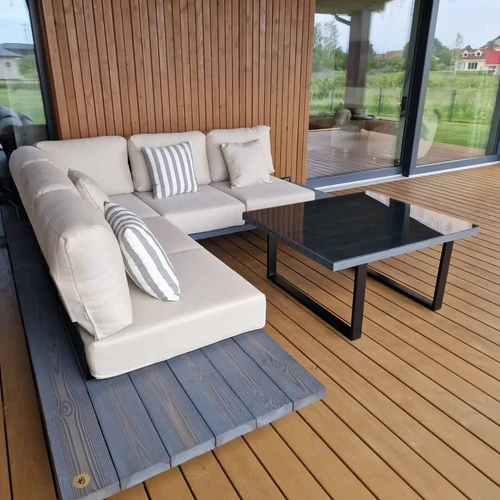 Patogi kampinė sofa 2,44m