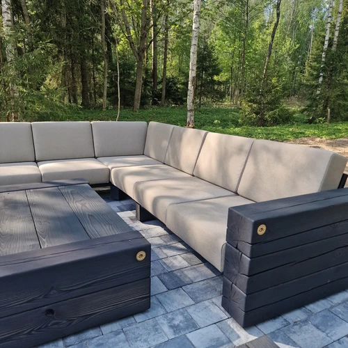 Kampinė lauko sofa 2.85m x 2.85m, deginta mediena ¦ TIMBER - Foteliai, sofos