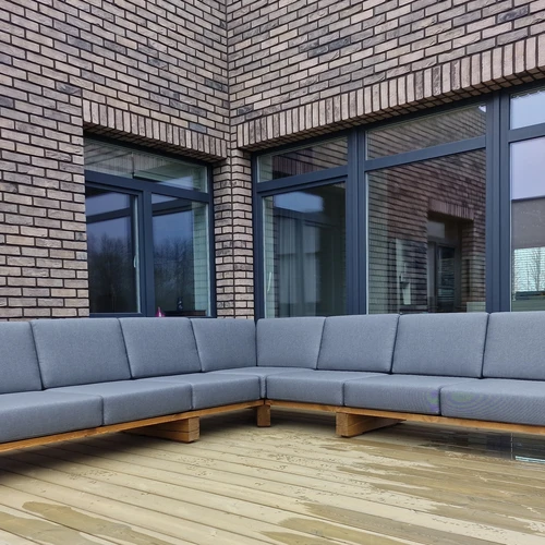 Erdvę taupanti kampinė lauko sofa terasai