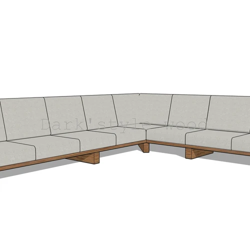 Kampinė lauko sofa 2.85m x 3.45m, deginta mediena ¦ TIMBER - Foteliai, sofos