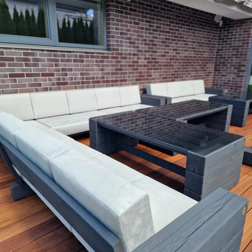 Kampinė lauko sofa 3.45m x 3.45m, deginta mediena ¦ TIMBER - Lauko baldų uždangalai
