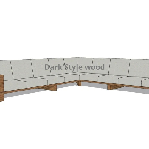 Kampinė lauko sofa 3.45m x 3.45m, deginta mediena ¦ TIMBER - Lauko baldų uždangalai