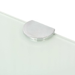 Kampinė lentyna su chromo laikikliais, baltas stiklas 25x25 cm - Vonios lentynos