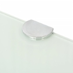 Kampinė lentyna su chromo laikikliais, baltas stiklas 35x35 cm - Vonios lentynos