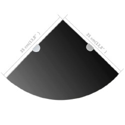 Kampinė lentyna su chromo laikikliais, juodas stiklas 35x35 cm - Vonios lentynos