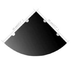 Kampinė lentyna su chromo laikikliais, juodas stiklas 45x45 cm - Vonios lentynos