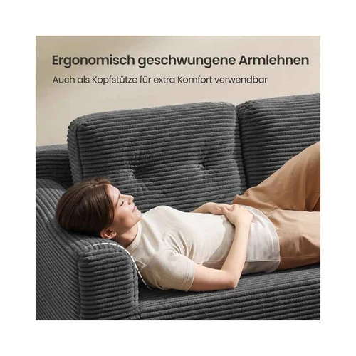 Kampinė modulinė sofa VASAGLE, kairinė, su šezlongu, Pilka, 150 × 244 × 73 cm - Sofos