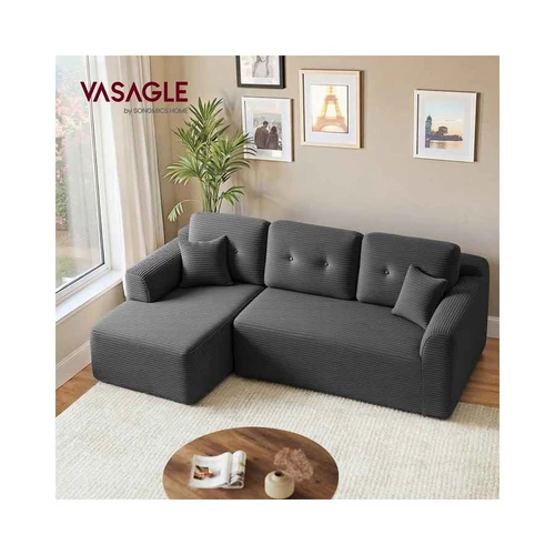 Kampinė modulinė sofa VASAGLE, kairinė, su šezlongu, Pilka, 150 × 244 × 73 cm - Sofos