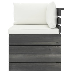 Kampinė sodo sofa iš palečių su pagalv. (kreminė/balta sp.) - Foteliai, sofos