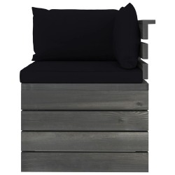 Kampinė sodo sofa iš palečių su pagalvėlėmis (pušies masyvas) - Foteliai, sofos