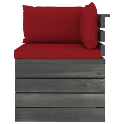 Kampinė sodo sofa iš palečių su pagalvėlėmis (pušies mediena) - Foteliai, sofos