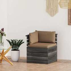 Kampinė sodo sofa iš palečių su pagalvėlėmis (pušinė)