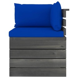 Kampinė sodo sofa iš palečių su pagalvėlėmis (pušis) - Foteliai, sofos