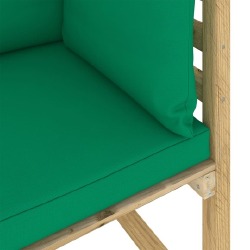 Kampinė sodo sofa su pagalvėmis, žalias, impregnuota pušis - Foteliai, sofos