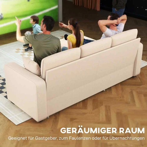 Kampinė sofa-lova, Dvipusė, Su daiktadėže, Smėlio, 205 × 76 × 135 cm - Minkšti kampai