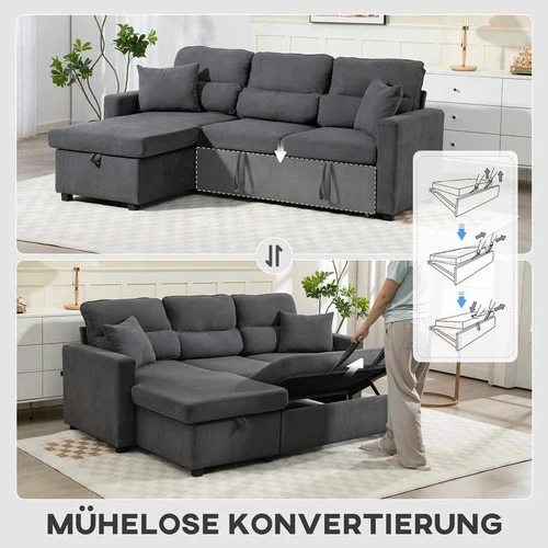 Kampinė sofa 205×135 cm su pagalvėmis