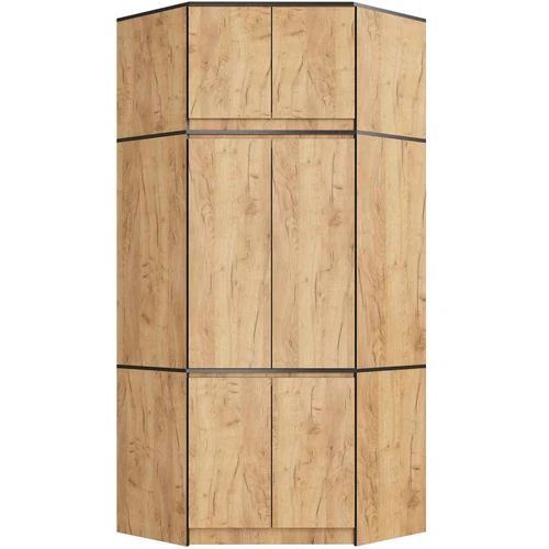 Kampinė spinta AkordV2 S100, 6 durys, rudos spalvos, 100 × 235 × 50 cm