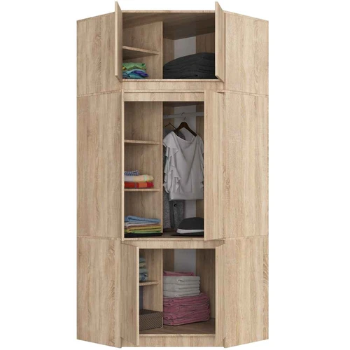 Kampinė spinta AkordV2 S100, 6 durys, rudos spalvos, 100 × 235 × 50 cm - Spintos, spintelės