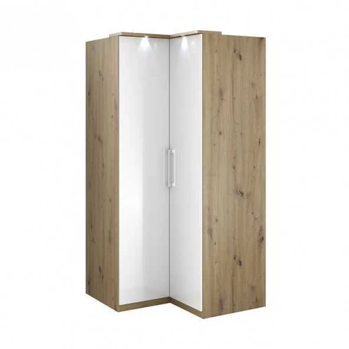 Kampinė spinta OPTIMA OP16 ąžuolas artisan/balta blizgi