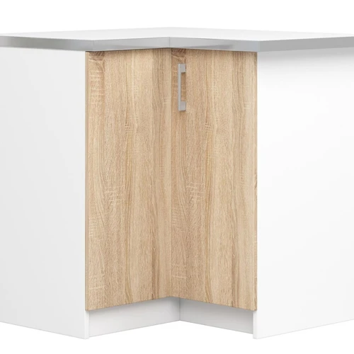 Kampinė virtuvinė spintelė NORE Lima S90/90N, baltos/ąžuolo spalvos