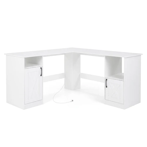 Kampinis darbo stalas, L formos, Balta, 150 × 150 × 76 cm
