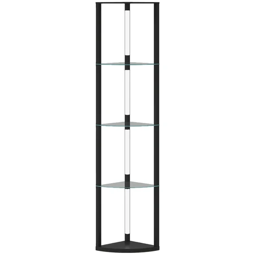 Kampinis LED toršeras, 5 lentynos, Juodas, 41,5 × 29,5 × 162 cm