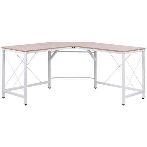 Kampinis rašomasis stalas Homcom 150x150x76cm., baltos/šviesiai rudos spalvos