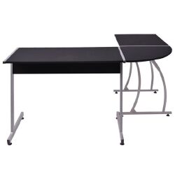 Kampinis rašomasis stalas, L formos, juodas - Darbo stalai