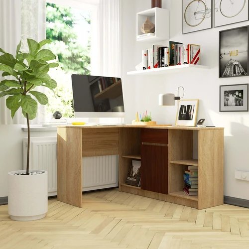 Ergonomiškas rašomasis stalas su dideliu ekranu ir stalčiais