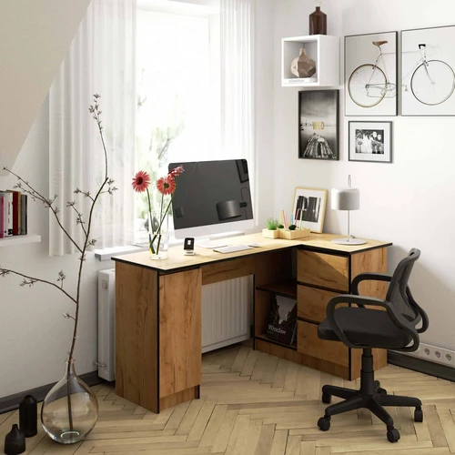 Optimizuokite darbo erdvę su dideliu kampiniu stalviršiu