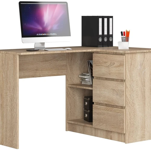 Kampinis rašomasis stalas NORE B16, dešininis, ąžuolo spalvos